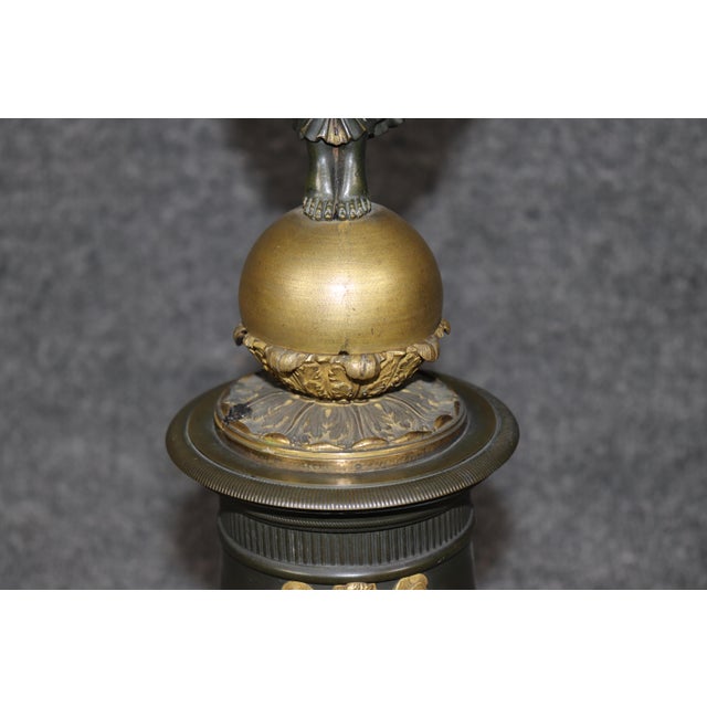 Pair of Solid Bronze French 19th Century Empire Style Figural Table Lamps For Sale In Philadelphia - Image 6 of 14