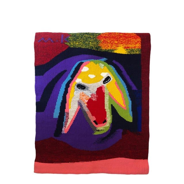 Beautiful hand woven tapestry by renowned Israeli sculptor Menashe Kadishman. Super quality, and visually stunning. It...
