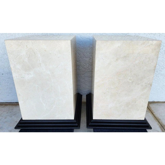 1970s Polished Italian Travertine Marble Dining Table Bases Side Tables Display Stands For Sale - Image 5 of 12