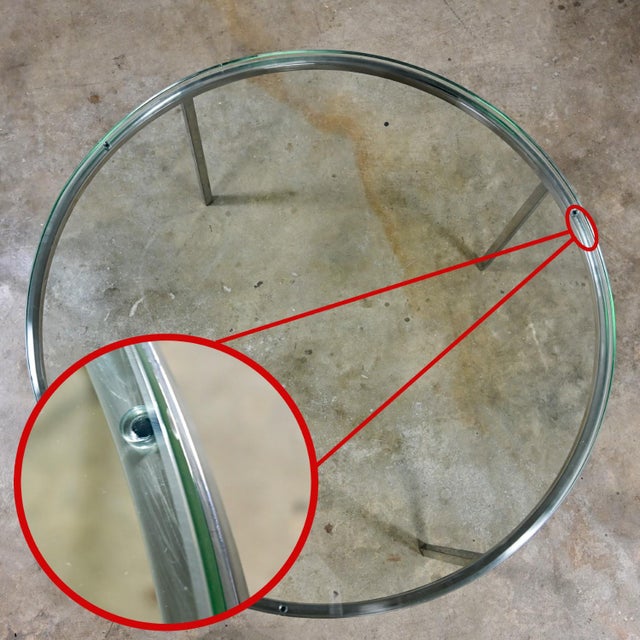 Mid to Late 20th Century MCM to Modern Chrome & Round Glass Top Coffee or Large End Table For Sale - Image 10 of 12