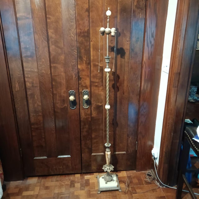 Art Deco Antique Marble Floor Lamp For Sale - Image 3 of 4