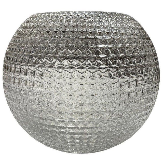 Mid-Century Modern Mid Century Diamond Pattern Studded Spherical Glass Plant Vase For Sale - Image 3 of 5