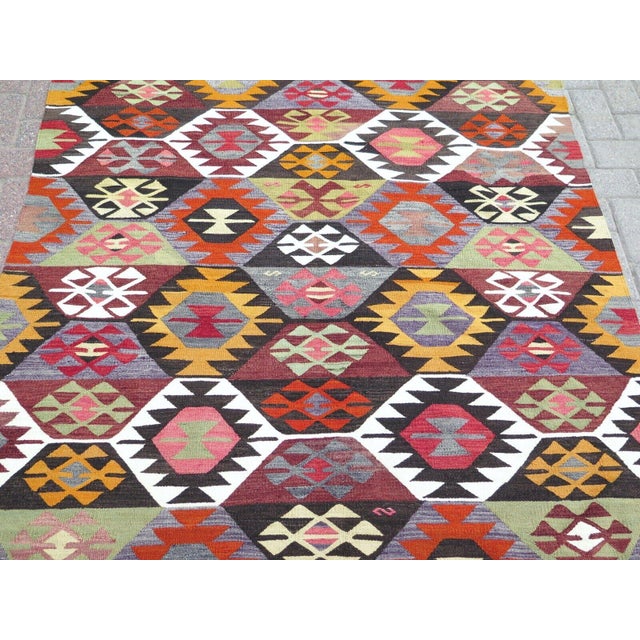 Boho Chic 1960s Vintage Turkish Kilim - 57"x89" For Sale - Image 3 of 12