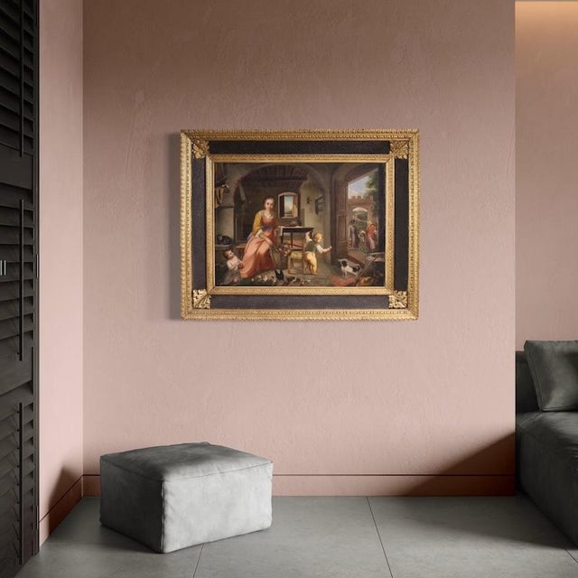 Late 19th Century Italian Artist, Interior Scene, 1880, Oil on Canvas For Sale - Image 5 of 13