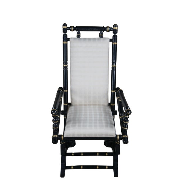 Victorian Antique 19th Century Victorian Ebonized Platform Rocker Rocking Chair Regency For Sale - Image 3 of 12