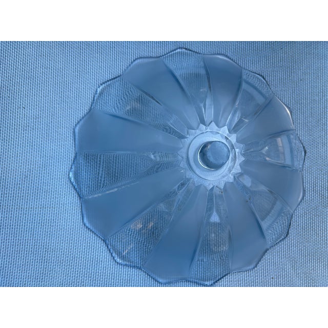 Large Vintage Three Graces Art Deco German Walther & Sohne Blue Frosted Glass Comport For Sale - Image 12 of 12