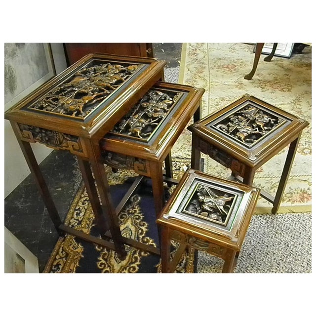 From a Texas estate of world travelers - the most beautiful nest of tables I have ever seen. The top of each table has a...