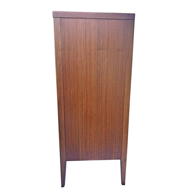 Wood Vintage Mid Century Modern Tall Highboy Dresser by Lane in Tuxedo Design, Attributed For Sale - Image 7 of 9