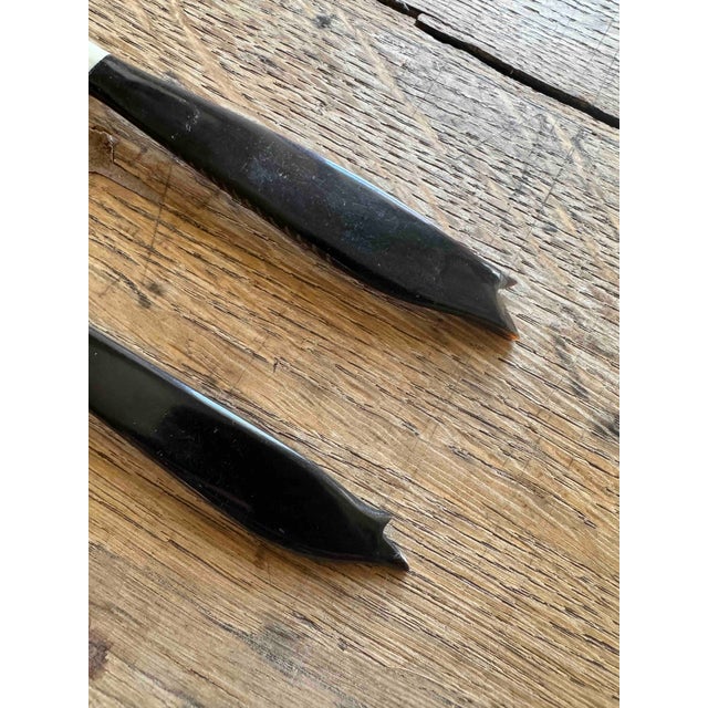 1970s Faux Tortoise Carved Fish Caviar Serving Set For Sale In Austin - Image 6 of 6