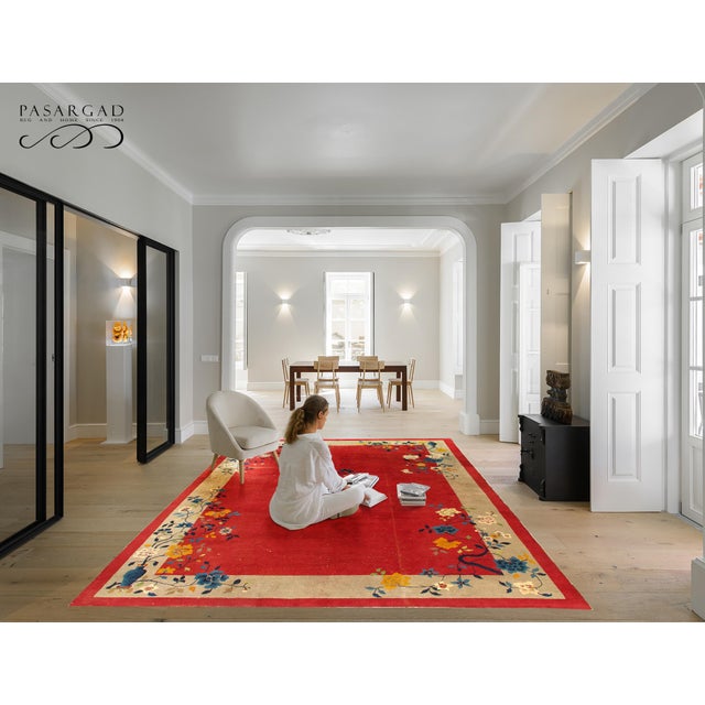 Pasargad DC Red Color Fine Antique Chinese Art Deco Rug For Sale In Washington DC - Image 6 of 10