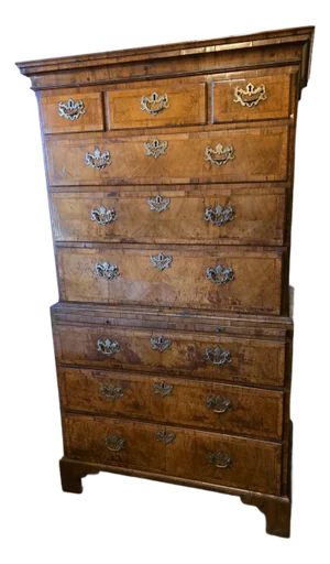 Early 18th Century Burr Walnut Chest on Chest From Duke of Dorset Walmer Castle