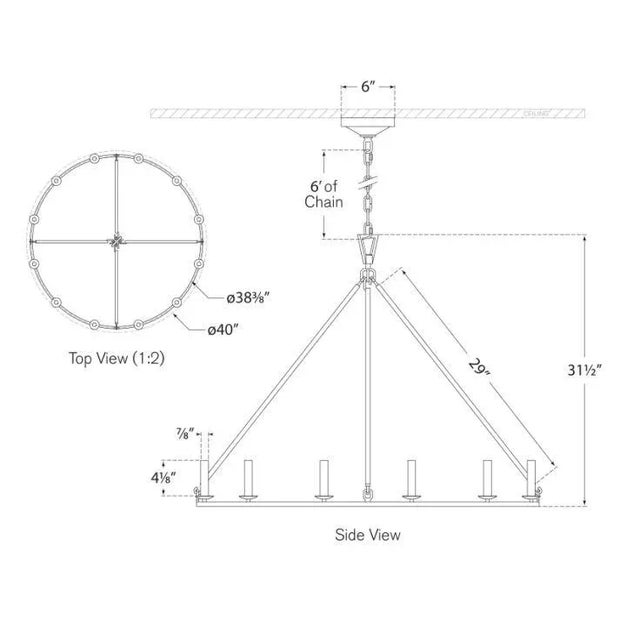 Transitional Chapman & Myers for Visual Comfort Signature Darlana Large Single Ring Chandelier in Aged Iron For Sale - Image 3 of 3