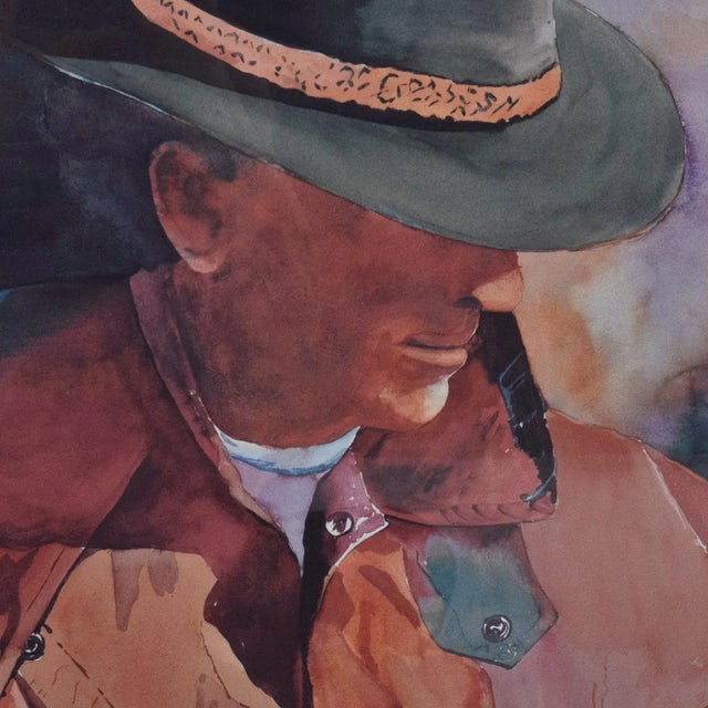 American Western Cowboy Rancher Portrait With Barbed Wire Pencil Signed Lithograph For Sale - Image 3 of 11
