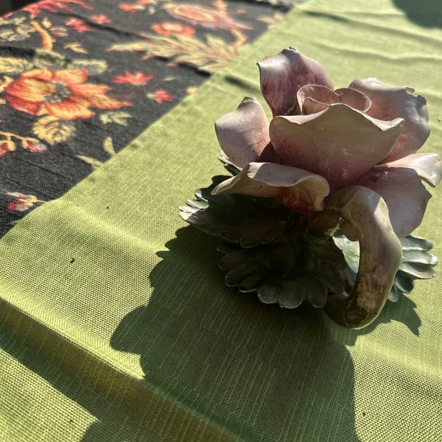 Ceramic Pair of 1970s Ceramic Floral Candlestick Holders For Sale - Image 7 of 8