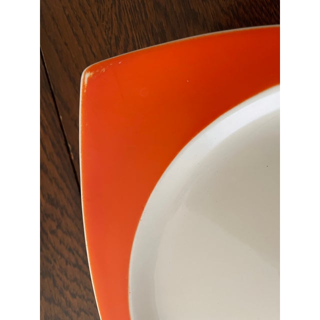 Ceramic 1920s Art Deco Salem Tricorne Streamline Mandarin Orange Dinnerware Place Setting for 4 - 28 Piece For Sale - Image 7 of 12