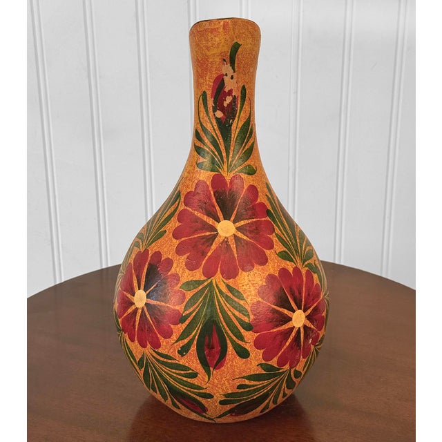 Vintage 18" Tonala Mexican Pottery Floral Ewer Pitcher For Sale - Image 6 of 11