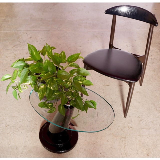 Chrome Contemporary Chrome and Glass Cantilever Side Table For Sale - Image 8 of 12