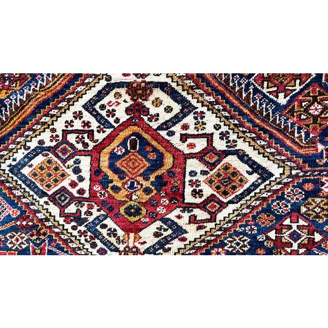 Blue Early 20th Century Antique Qashqai/ Shiraz Rug, 4'6" X 6'2", #17428 For Sale - Image 8 of 13