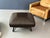 Modern Pouf with Black Square Pillow and Iron Legs For Sale - Image 3 of 5