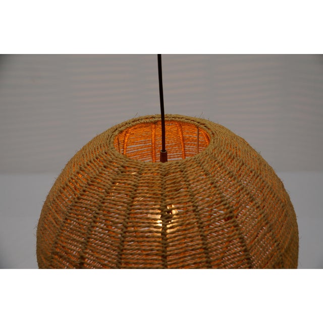 1960s Large Vintage Jute Globe Pendant Lamp, 1960s For Sale - Image 5 of 11