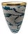 Italian European Oversized Teal Swirl Ceramic Vase With Gold Rim For Sale