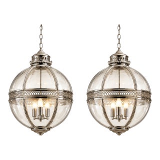 Restoration Hardware Model: 19th C. Victorian Hotel Globe Pendants – a Pair For Sale
