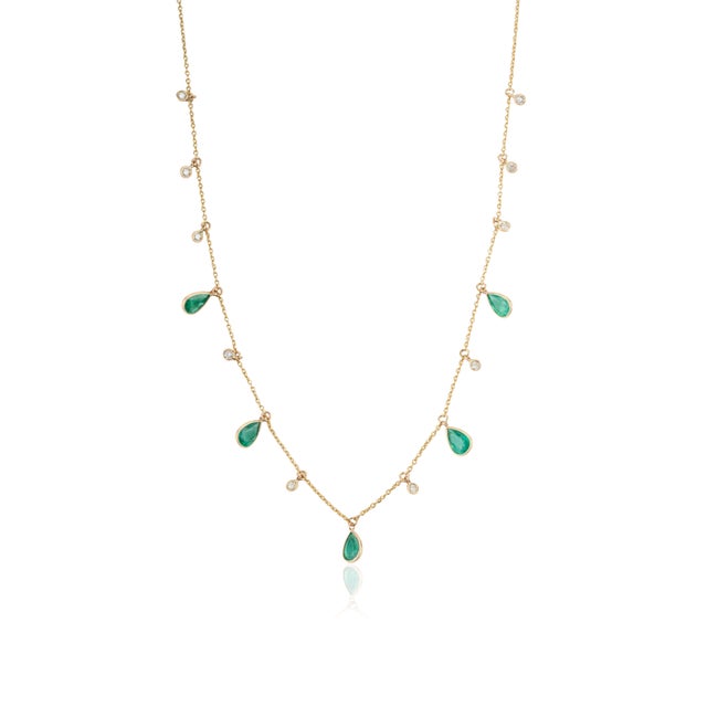 Dark Green Late 20th Century 1.86ct Genuine Emerald Realism Charm Necklace With Diamonds For Sale - Image 8 of 15