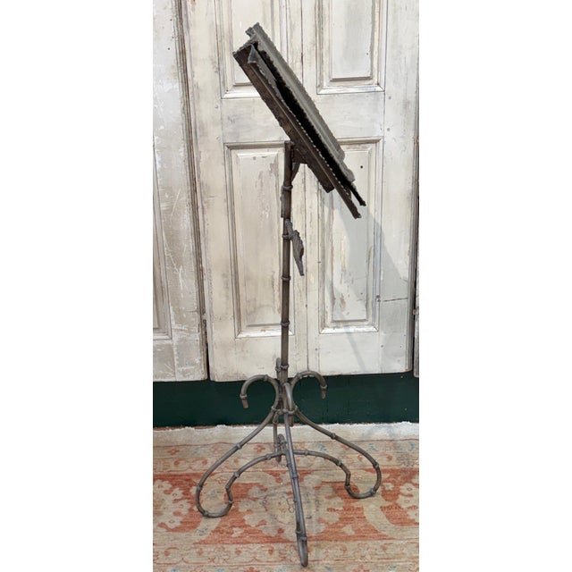 Italian Trompe l’Oeil Faux-Bamboo Iron Music Stand with Candlestick, Circa 1970s For Sale - Image 14 of 15