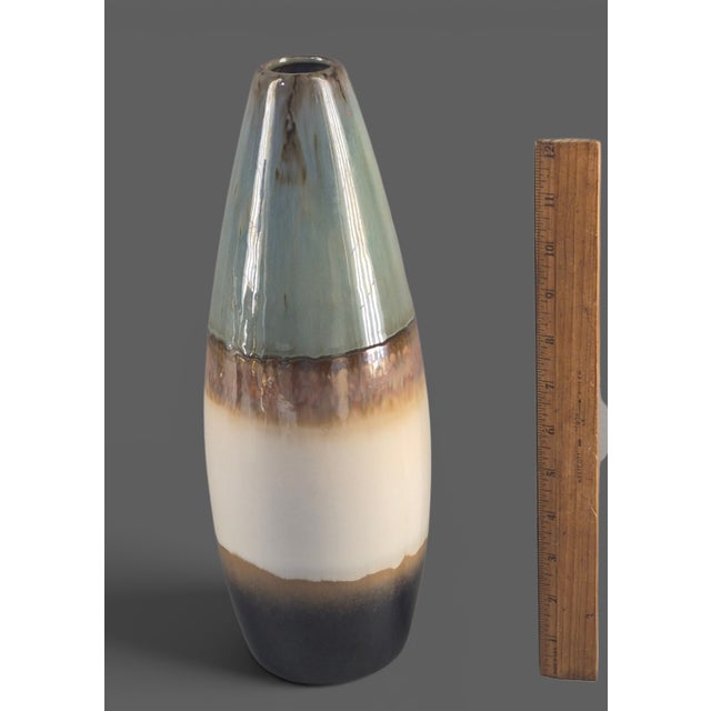 Mid-Century-Modern Glazed Pottery Multi Colored Tube Vase For Sale - Image 6 of 9