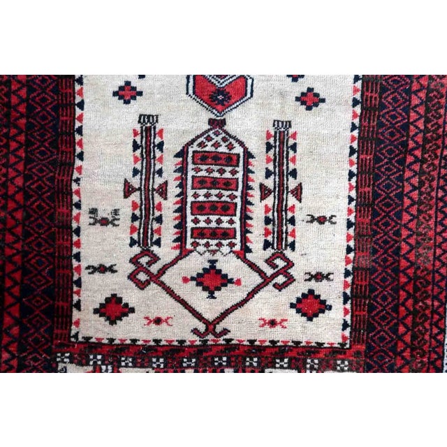 Textile 1910s Handmade Antique Afghan Baluch Prayer Rug 2.8' X 4.2' For Sale - Image 7 of 12