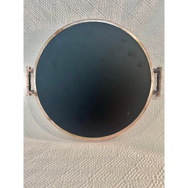 Vintage Silver-Plated Over Copper Chinoiserie Faux Bamboo Woven Gallery Tray For Sale - Image 10 of 10