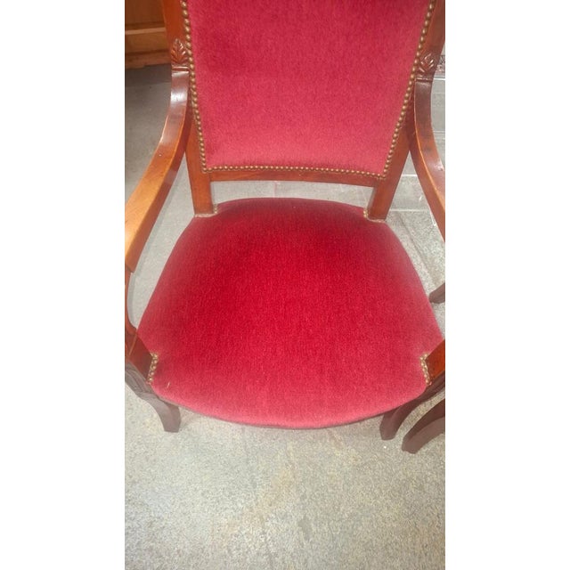 Empire Cherry Red Armchairs, 1890, Set of 2 For Sale - Image 6 of 10