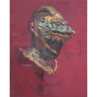 Basilisk by Elena Burykina | Oil on panel Sculpture of a mythical creature's head For Sale