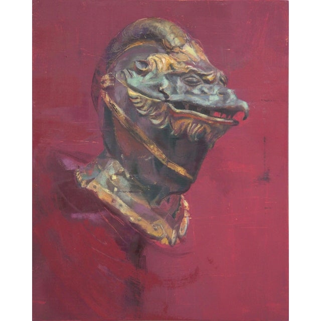 Basilisk by Elena Burykina | Oil on panel Sculpture of a mythical creature's head For Sale