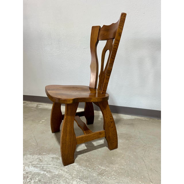 Brown 1970s Mid Century Guillerme Et Chambron Style Oak Dining Chairs, Set of 6 For Sale - Image 8 of 12
