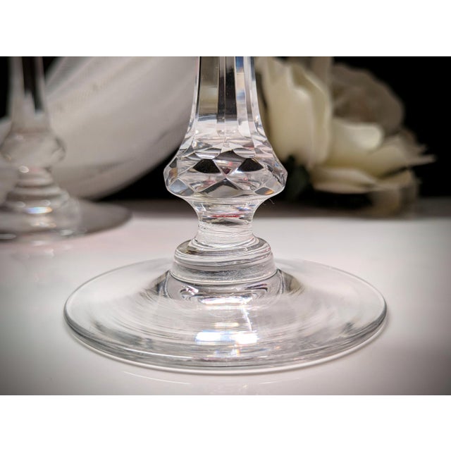 Transparent Vintage Saint-Louis Crystal Massenet Cranberry Cut to Clear Hock Wine Glasses, Pair For Sale - Image 8 of 8