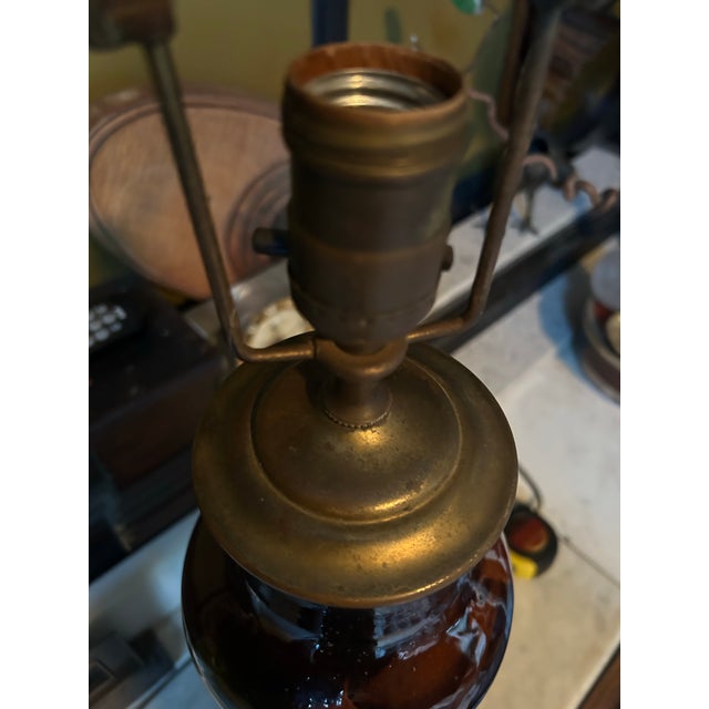 Monumental 35" Antique Artist-Signed Weller Louwelsa Art Pottery Table Lamp by William Haubrich For Sale - Image 10 of 12