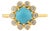 1.25ct Turquoise & Diamond Floral Vintage Cocktail Ring Size 5.5 in 14k Yellow Gold For Sale