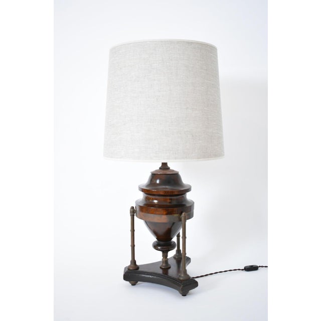 Wood and Brass Baluster Lamp, 1910s For Sale - Image 5 of 5