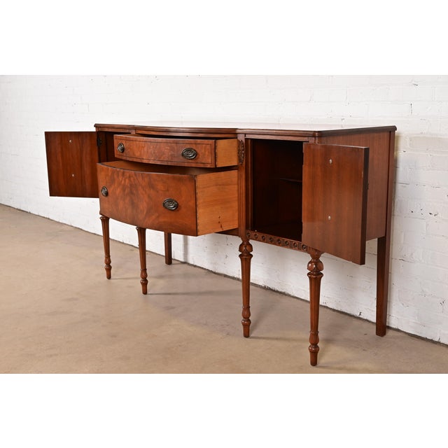 Baker Furniture Style French Regency Louis XVI Burled Walnut Sideboard Buffet, Circa 1940s For Sale In South Bend - Image 6 of 17