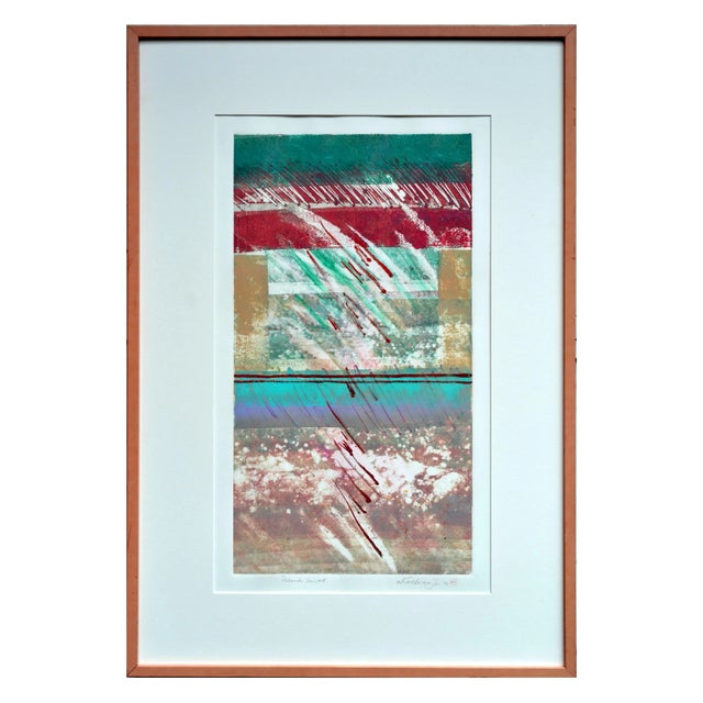 1980s 1980s Pastel Fireworks Abstract Oil Painting by Katherine Chang, Framed Liu For Sale - Image 5 of 5