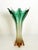Large Italian vase in green and clear blown glass, Italy, 1950s. A spectacular decorative vase in artistic glass with...