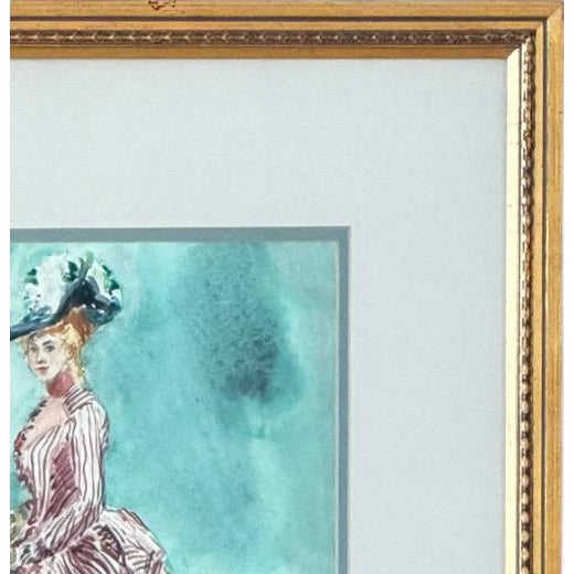 Vintage 1979 Watercolor Illustration of Victorian Woman Signed Mia Tschampel For Sale In Portland, ME - Image 6 of 12
