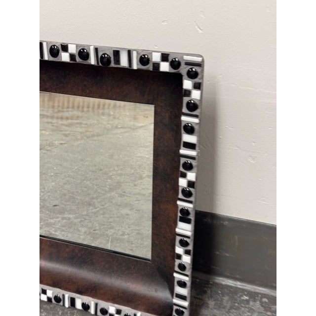 Mychelle Fitzgerald Black + White Mosaic Design Wall Mirror For Sale - Image 4 of 12