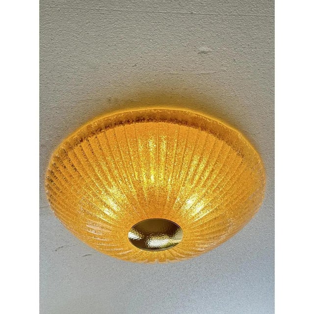 Glass Venetian Lens Amber Graniglia Murano Glass Flush Mount by Simoeng for Simoeng For Sale - Image 7 of 8