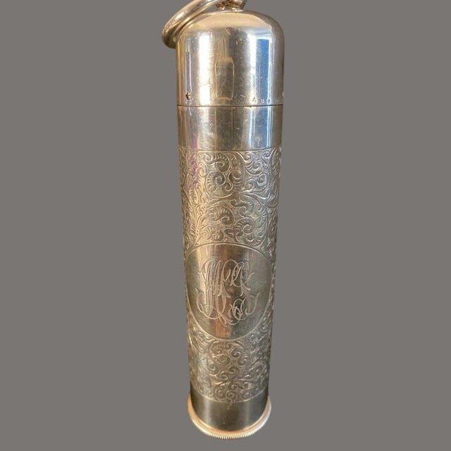 Victorian Engraved Silver Pocket Thermometer with Swivel Case, 1800s For Sale - Image 10 of 12