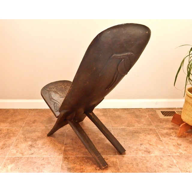 Wood Hand Carved African Chair | Chairish