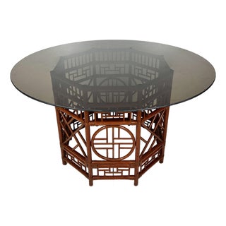 Vintage Rattan Brighton Style Dining Table For Sale