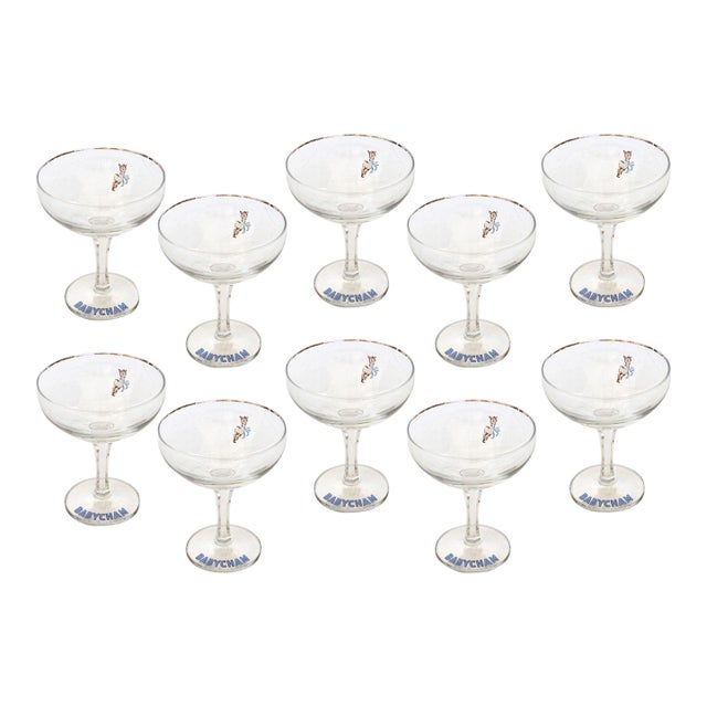 Midcentury Babycham Sparkling Wine / Champagne Stems For Sale