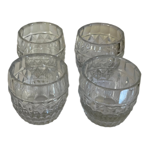Antique English George III Anglo Irish Diamond Cut Crystal Whisky Shot Glasses - Set of 4
